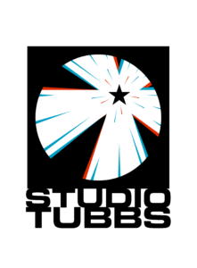 A black star surrounded by white beams with blue and red accents, with the title Studio Tubbs below it.